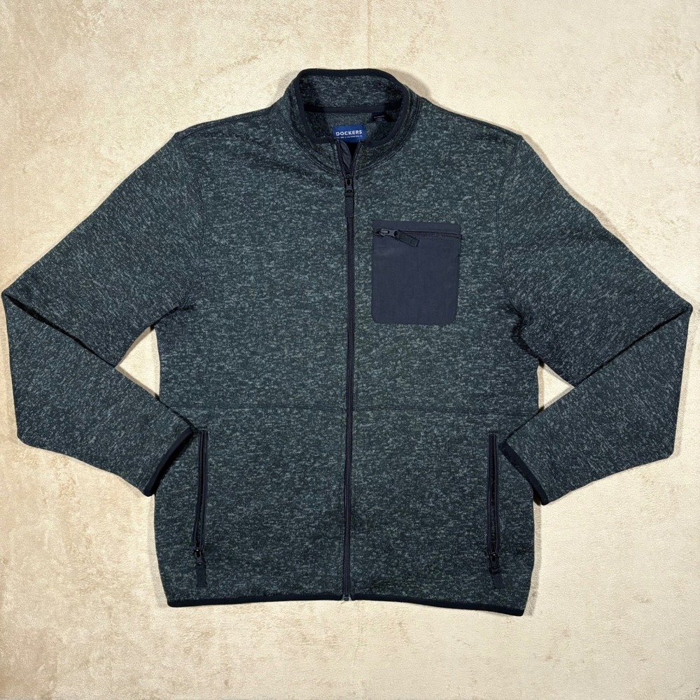Dockers Windbreaker‎ Men's X-Large Charcoal Gray Full Zip w/ Chest Pocket Zip
